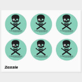schedel en haken ronde sticker (Vel)