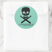 schedel en haken ronde sticker (Tas)