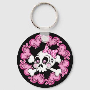 Schedel en harten leuk sleutelhanger