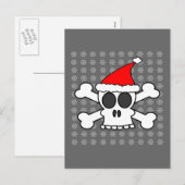 Schedel en het Pet van de Kerstman van Gekruiste Feestdagenkaart (Voorkant / Achterkant)