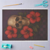 Schedel en Hibiscus in contrast Decoupage Papier (Craft)
