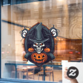 Schedel en Jack-O-Lantaarns Raamsticker (Cafe Raam)