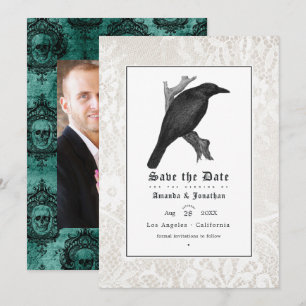 Schedel en Kant Gotische Trouwfoto Save The Date