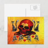 Schedel en katten briefkaart (Voorkant / Achterkant)