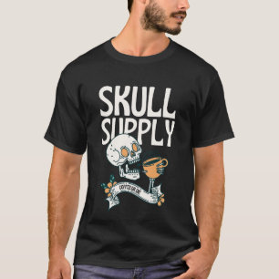 Schedel en Koffie Cup illustratie T-shirt