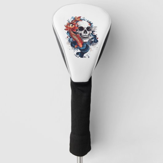 Schedel en Koi sereniteit Golfheadcover (Voorkant)