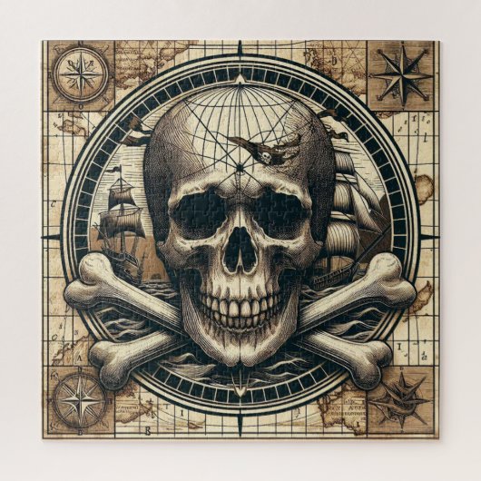 Schedel en kruis Botten zeilschip 1 Legpuzzel (Verticaal)