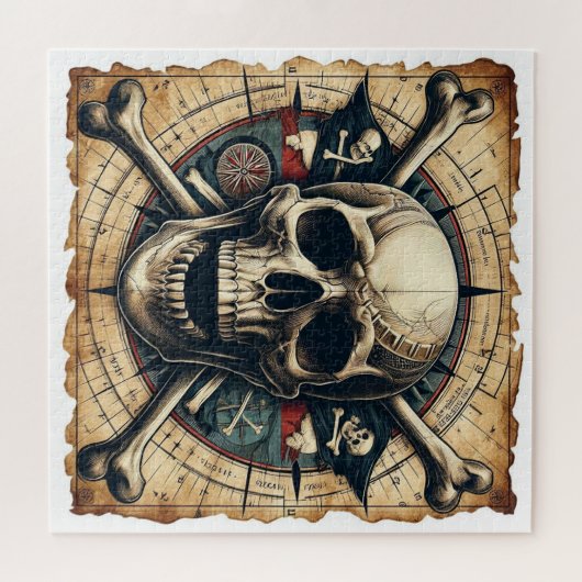 Schedel en kruis Botten zeilschip 2 Legpuzzel (Horizontaal)