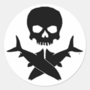 Schedel en Kruisbeenderen door Patternwear© Ronde Sticker