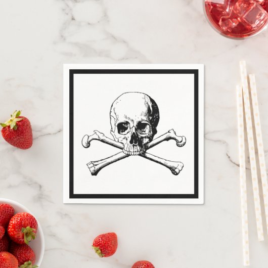Schedel en Kruisbeenderen Jolly Roger Cocktail Servet (Insitu)