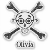 schedel en kruisbeenderen met bril sticker (Voorkant)