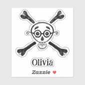 schedel en kruisbeenderen met bril sticker (Vel)