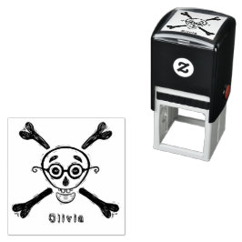  schedel en kruisbeenderen met bril  zelfinktende stempel