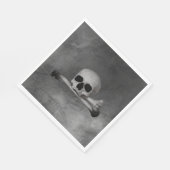 schedel en kruisbeenderen op grijze textuur servet (Hoek)