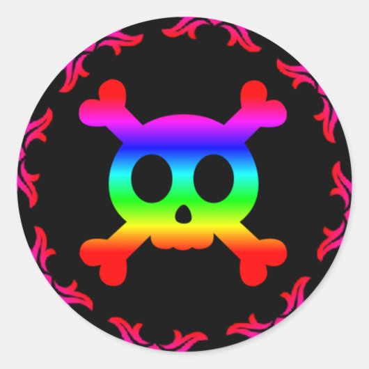 Schedel en Kruisbeenderen Regenboog Sticker (Voorkant)