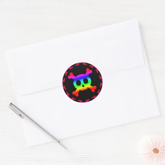 Schedel en Kruisbeenderen Regenboog Sticker (Envelop)