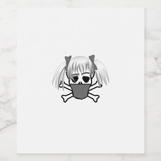 Schedel en kruisbeenderen van een meisje wijn etiket (Enkel label)