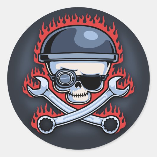 schedel en kruisdraden ronde sticker (Voorkant)
