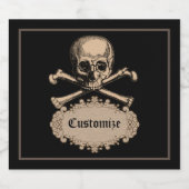  schedel en kruisgraten Halloween Likeurfles Etiket (Enkel label)