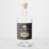  schedel en kruisgraten Halloween Likeurfles Etiket (Voorkant)