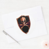 Schedel en kruisschild van de botten ronde sticker (Envelop)