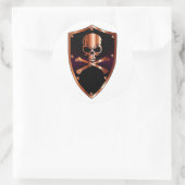 Schedel en kruisschild van de botten ronde sticker (Tas)