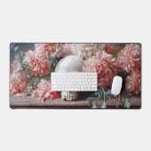 schedel en lichtroze bloemen bureaumat (Keyboard & Muis)