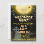 Schedel en Maan Halloween Feest Kaart (Voorkant)
