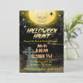 Schedel en Maan Halloween Feest Kaart (Staand voorkant)