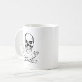 Schedel en mechanische handen koffiemok (Voorkant links)