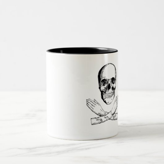 Schedel en mechanische handen tweekleurige koffiemok (Center)