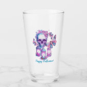 Schedel en motten Halloween Glas (Voorkant)