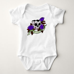 Schedel en paarse rozen baby romper