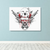Schedel en Piraat Pistolen Vector Graphic Canvas Afdruk (Insitu (Houten vloer))