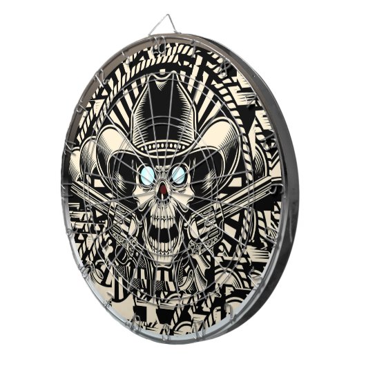 Schedel en PISTOLEN Dartbord (Voorkant Rechts)