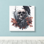 Schedel- en ravenprofetie canvas afdruk (Insitu (Houten vloer))