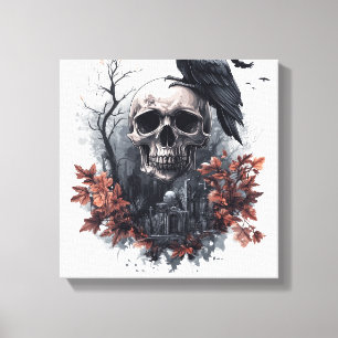 Schedel- en ravenprofetie canvas afdruk