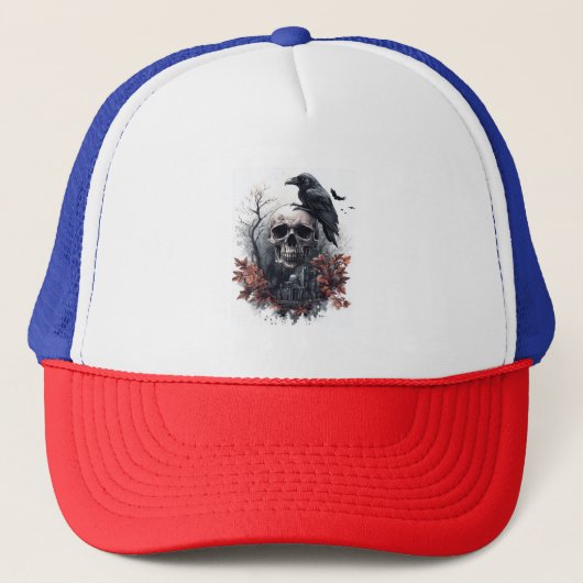 Schedel- en ravenprofetie trucker pet (Voorkant)