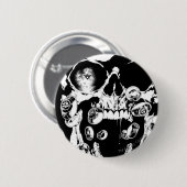 schedel en ringen ronde button 5,7 cm (Voorkant /achterkant)