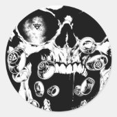 schedel en ringen ronde sticker (Voorkant)