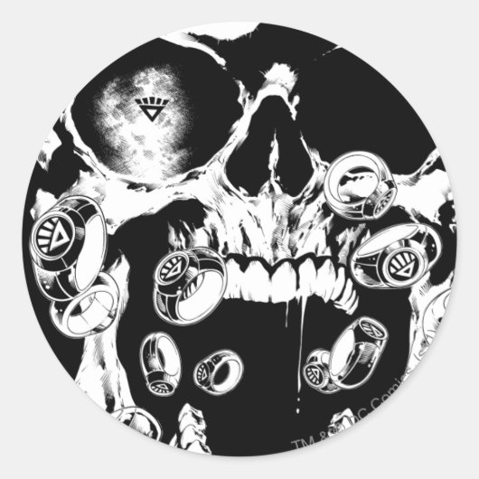 schedel en ringen ronde sticker (Voorkant)