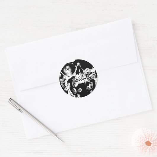 schedel en ringen ronde sticker (Envelop)
