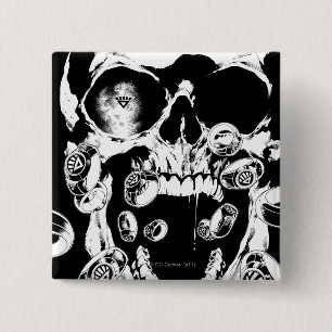 schedel en ringen vierkante button 5,1 cm