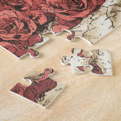 Schedel en rode rozen illustratie legpuzzel (Zijkant)