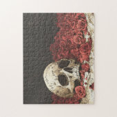 Schedel en rode rozen illustratie legpuzzel (Verticaal)
