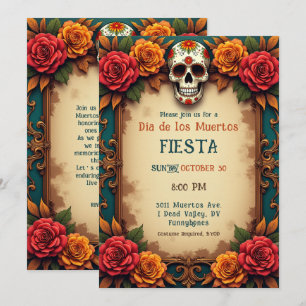 💀🎉 Schedel en rollen, de Día de Muertos Kaart
