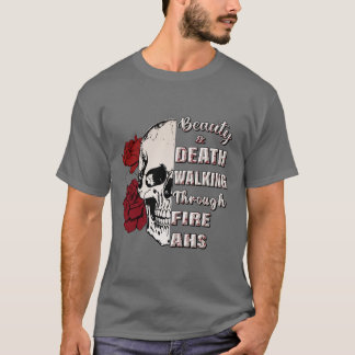 Schedel en Roos Grafische T-shirt – Gotische Citat
