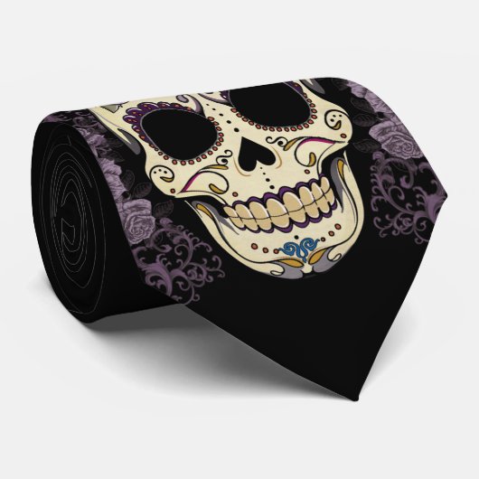schedel en Rozen #2 Stropdas (Opgerold)