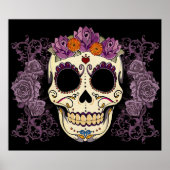 schedel en Rozen afdrukken Poster (Voorkant)