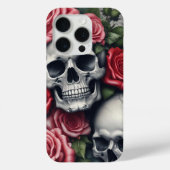 Schedel en Rozen Apple iPhone 15 Pro Hoesje (Achterkant)